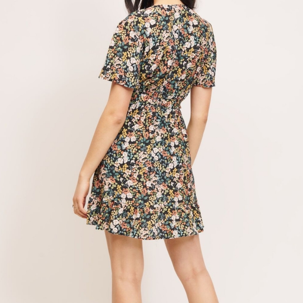 Dynamite Floral Ruffle Wrap Dress - Picture 2 of 8